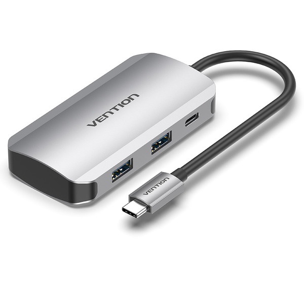 Vention USB-C to USB3.0x4/PD Hub 0.15M -Grey