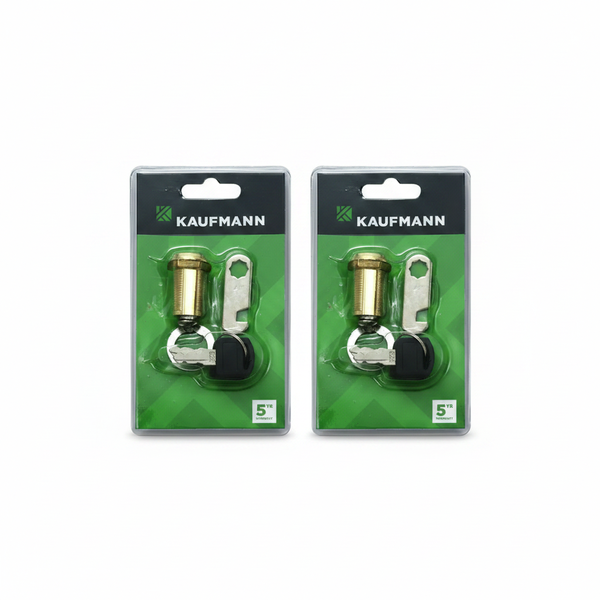 Kaufmann 30mm Brass Plated Cam Lock for Cabinets and Lockers - 2 Pack