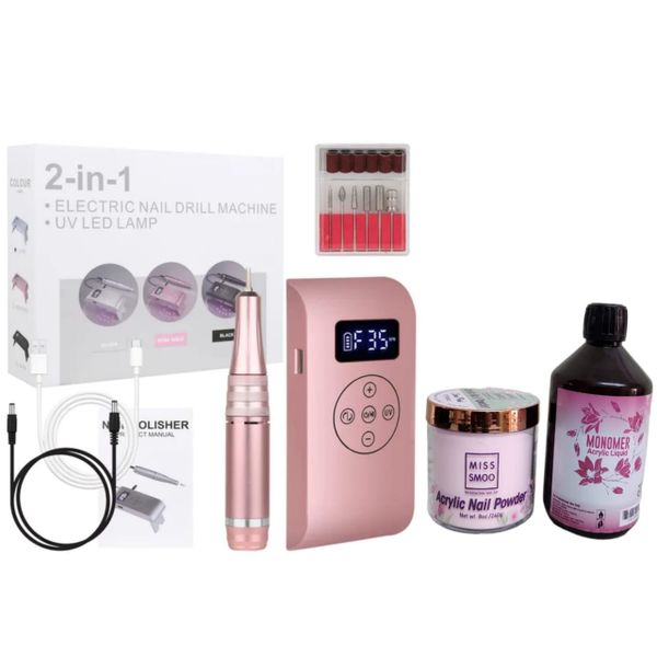 2 in 1 Nail Drill Machine- 35000 RPM with Acrylic Powder &amp; Acrylic Liquid