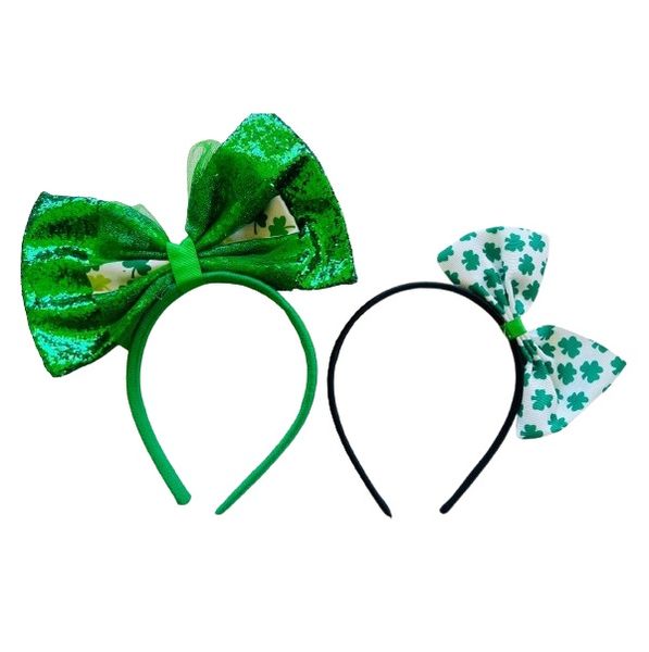 St Paddy's Day: St Patrick's Day Bow Alice Bands - Set of 2