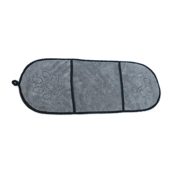 Microfiber Pet Towel with Pocket - Grey