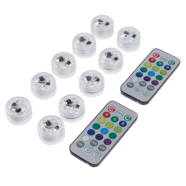 10 pcs RGB LED Aquarium Lights with Remote Control Waterproof Submersible