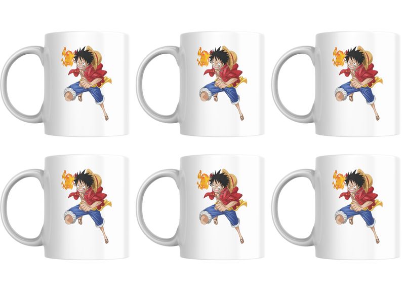 One Piece Fire Luffy Mugs - Set of 6