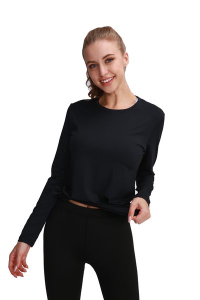 Women's Long Sleeve Workkout Tops Athletic Shirt Crew Neck Yoga Top Running