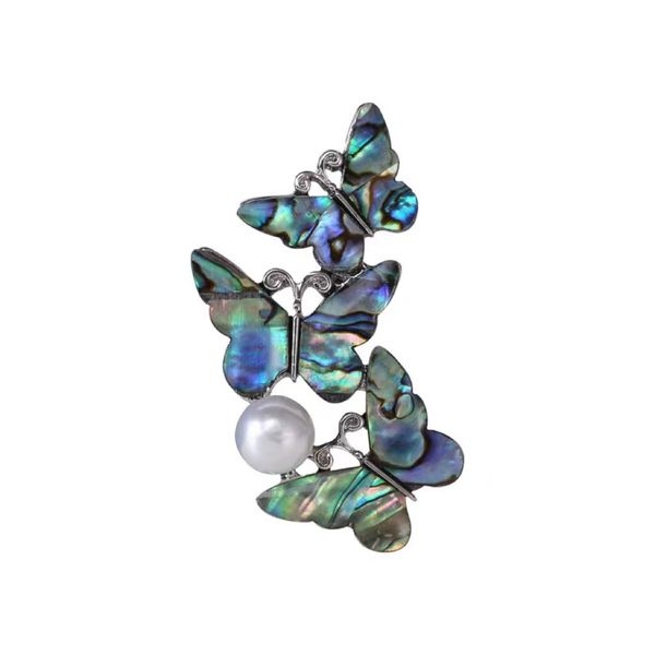 Three butterfly Illusory Shell Rhinestone Brooch