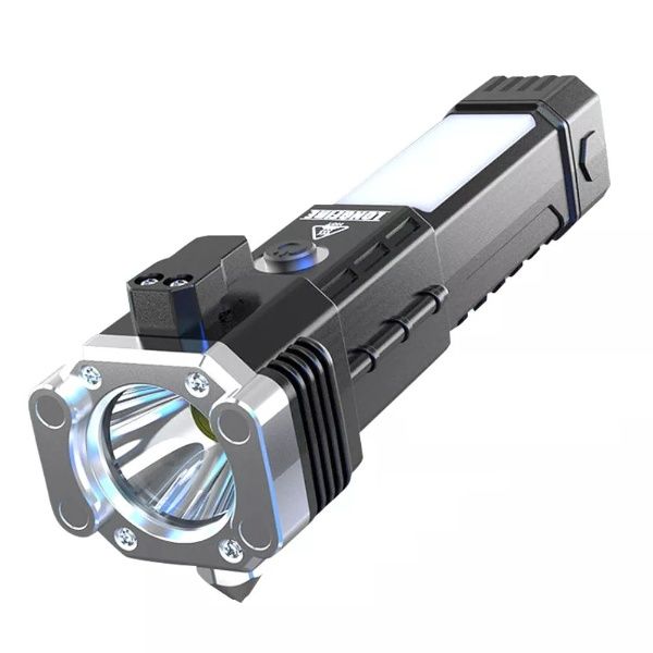 Super Bright LED Torch with Safety Hammer and Strong Magnet Side Light