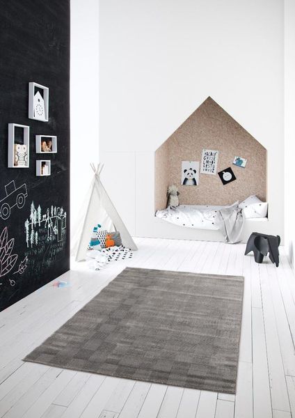 Rug Warehouse Milan Block Design Two Tone Dark Grey
