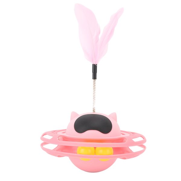 Cat Turntable Toy Relieve Boredom Unstable Base Interactive Cat Toy Pink