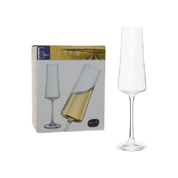 6x 210ml Crystal Champagne Glasses