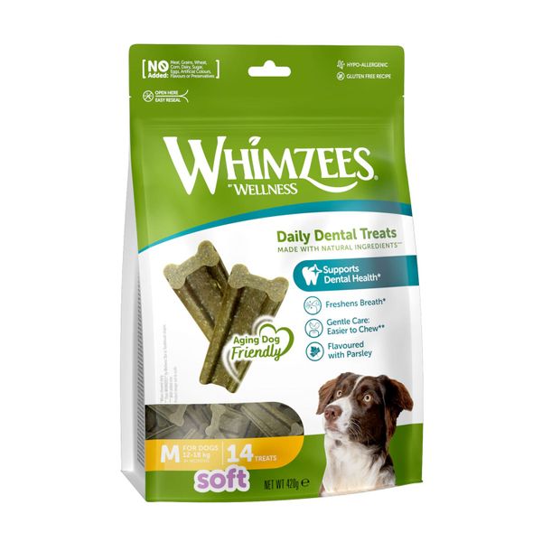 Whimzees Soft Medium - 14 Pieces Value Bag