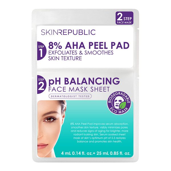 Skin Republic 2 Step AHA Peel Pad + Balancing Face Mask Sheet