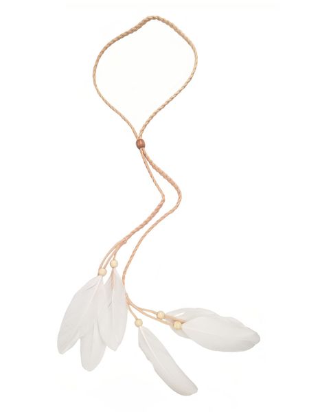 Bohemian Style Headband With White Feathers image