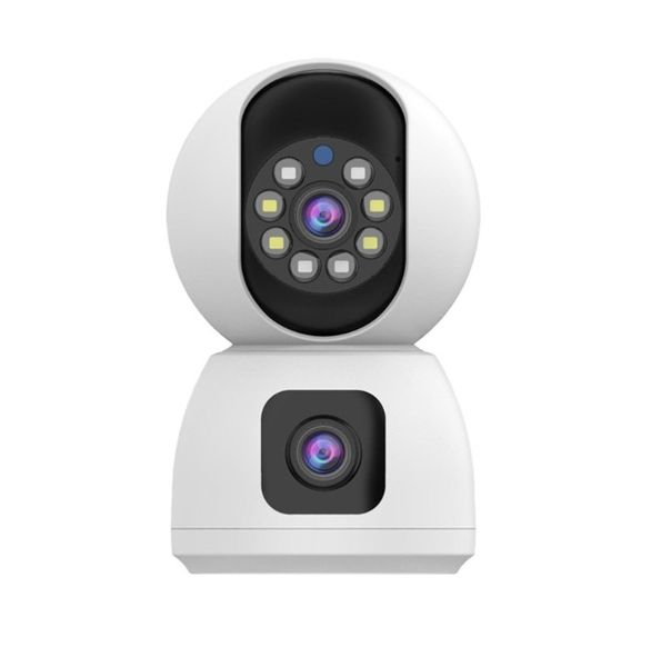 1080P HD Wi-Fi Security Camera With Dual Lens Monitoring - White