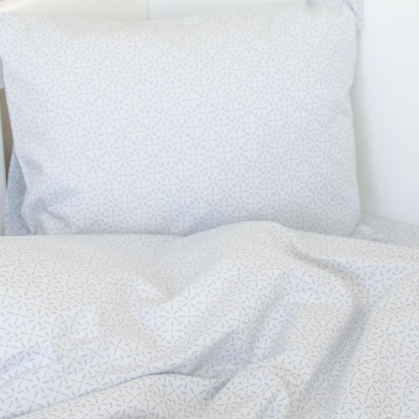 Mingo Rose Grey Crosslet Cot Duvet Cover &amp; Pillowcase Set