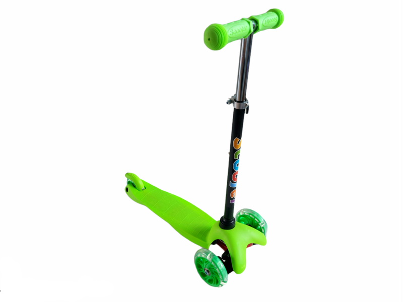 Kids Scooter, T-Bar Scooter, Light Up Wheels, Back Brake, 3 Wheels. Orange