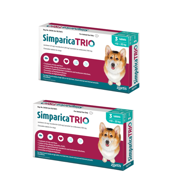 Simparica Trio 10.1 - 20kg (Ticks, Fleas and Deworming) - 2 Pack