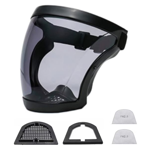 Full Face Shield with Anti-Fog Grey Visor - Reusable, Wide Coverage, Dust