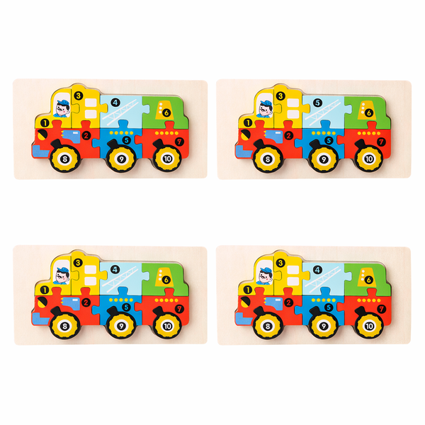 4 Pack - Educational Engineering Vehicle Building Blocks - Multicolour