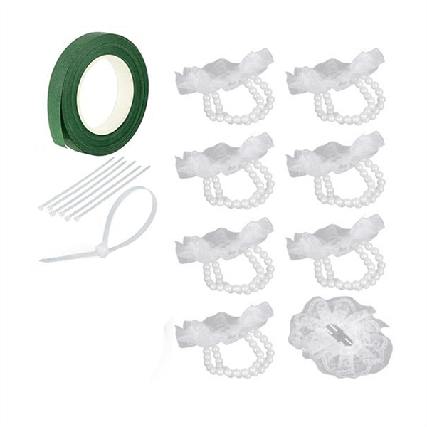 Corsage Wristlet Band 8 Pcs Wrist Corsage Bracelets Pearl