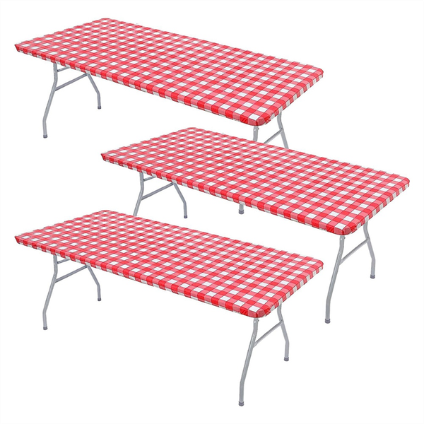 3 Pcs Fitted Tablecloth For Table Elastic Vinyl Picnic Cover (Black)