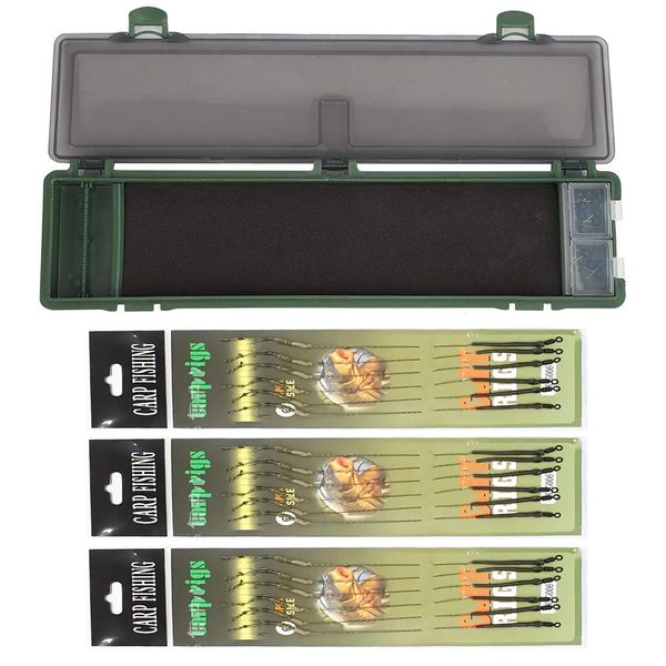 Carp Hair Rig Storage Box with 18 Carp Hair Rigs &amp; 20 Pins