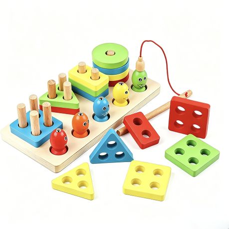 2-in-1 Wooden Montessori Toy Magnetic Fishing & Shape Sorting for Toddlers Image