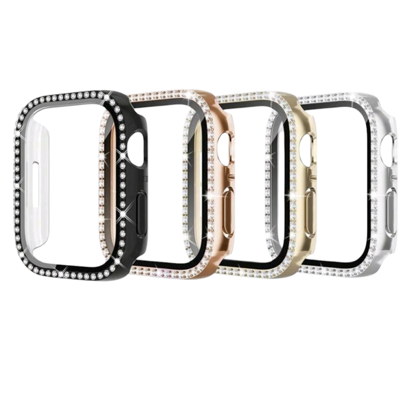 4pcs Watch Case With Screen Protector Rhinestone Studded, 42mm
