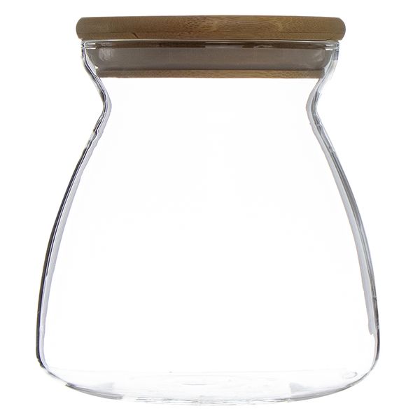 Regent Borosilicate Shaped Glass Jar with Bamboo Lid, 650ml