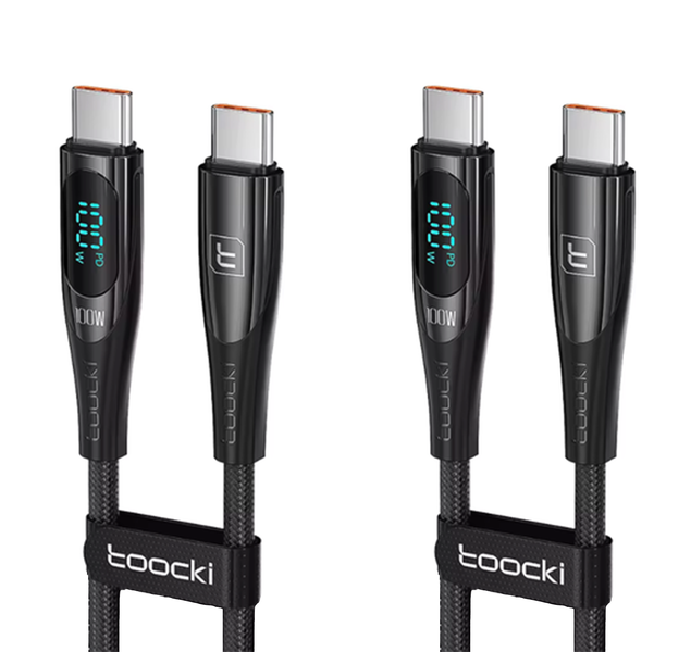 Toocki - 27W Digital Display - Fast Charge Cable - Lightning - 1M - 2 Pack