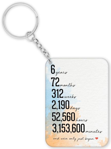 6 Years 6th Anniversary Gift Keyring