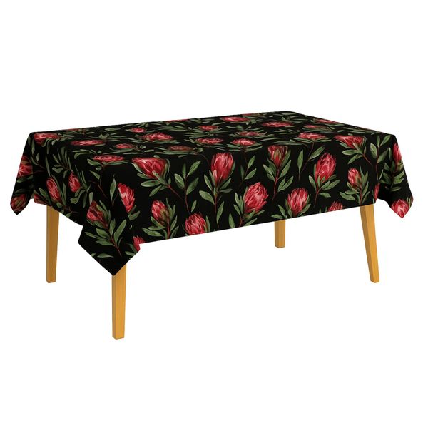 Protea Midnight Tablecloth | Easy Care | Stain Resistant | 140 x 240cm