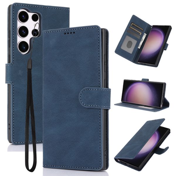 Compatible with Samsung S22-25 Shockproof Leather Protective Phone case blue