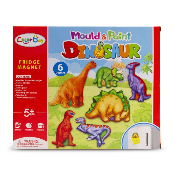 ColorDay -Art &amp; Craft -Mould &amp; Paint Set -Plaster Fridge Magnets -Dinosaurs