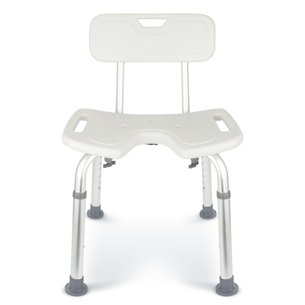 Adjustable Aluminium Shower Chair with Backrest and Drainage Holes