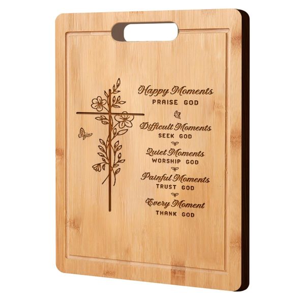 Bamboo Cutting Board with Scripture Designs Faith-Inspired Kitchen Gift