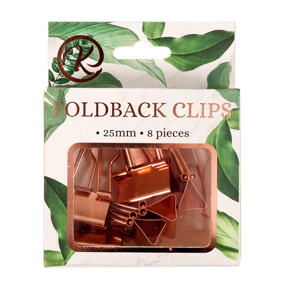 Kenzel - 25mm Rose Gold Foldback Clips 8 Pieces x 2