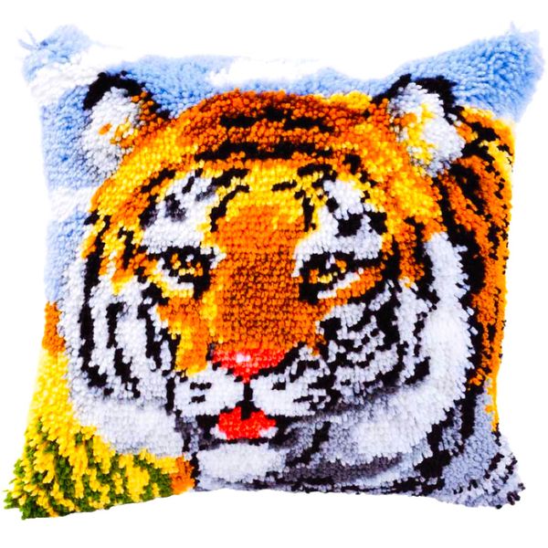 Tiger – Latch Hook Pillow Cover Embroidery Wool Art DIY Craft Kit
