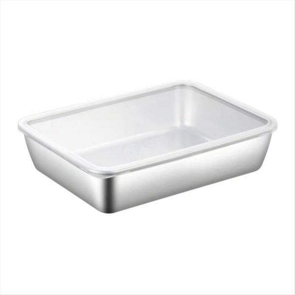 Stainless Steel Refrigerator Crisper Food Storage Box with Lid L