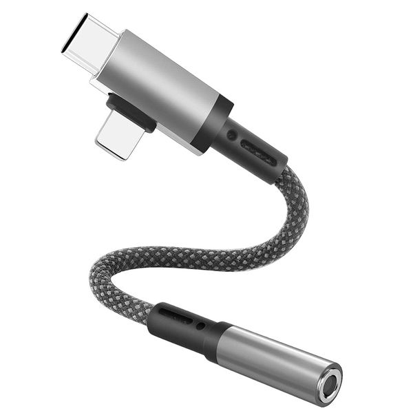 2-in-1 Lightning/USB-C to 3.5mm Adapter Compatible with Android