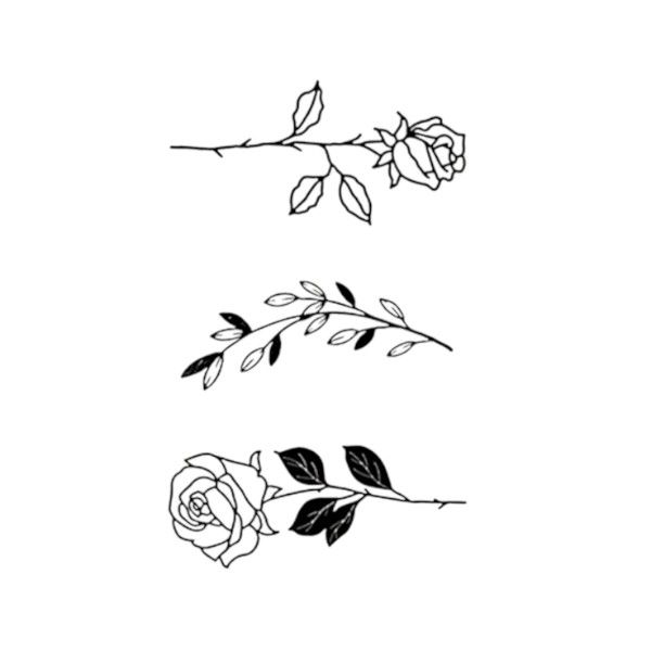 Elegant Floral Temporary Tattoo Set -Black