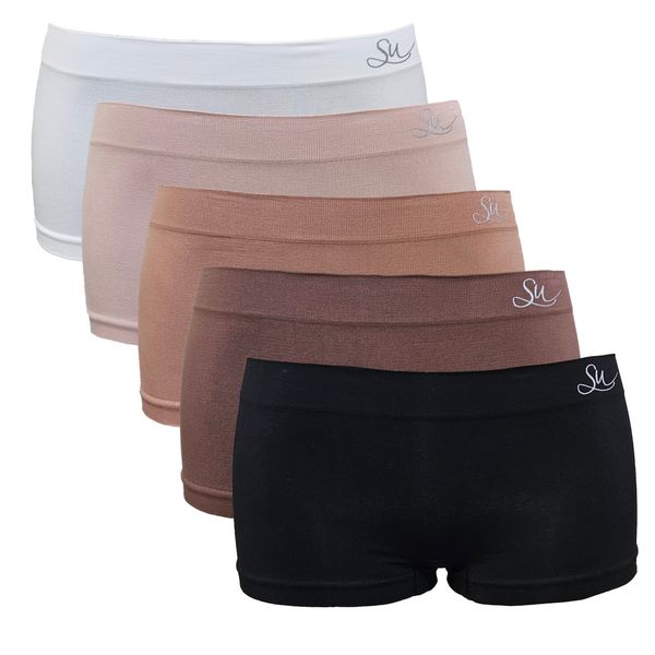5 Pack Seamfree Underwear Boyleg Panties for Women