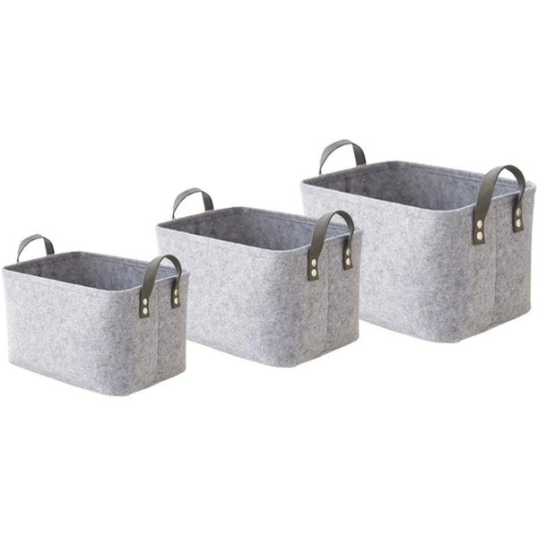 Fine Living - Felt Storage Crate - L. Grey