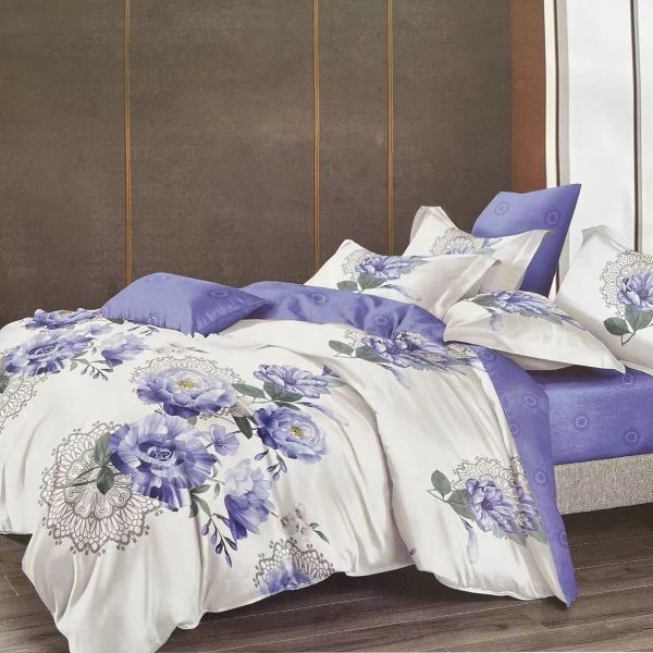 Soft Touch Embellished Six Pc's Duvet Cover Set Blue &amp;White Queen