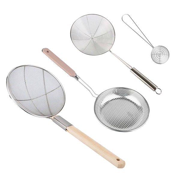 Skimmer Set - 4 Pieces Mesh Strainer, Colander, Skimmer, and Soup Skimmer