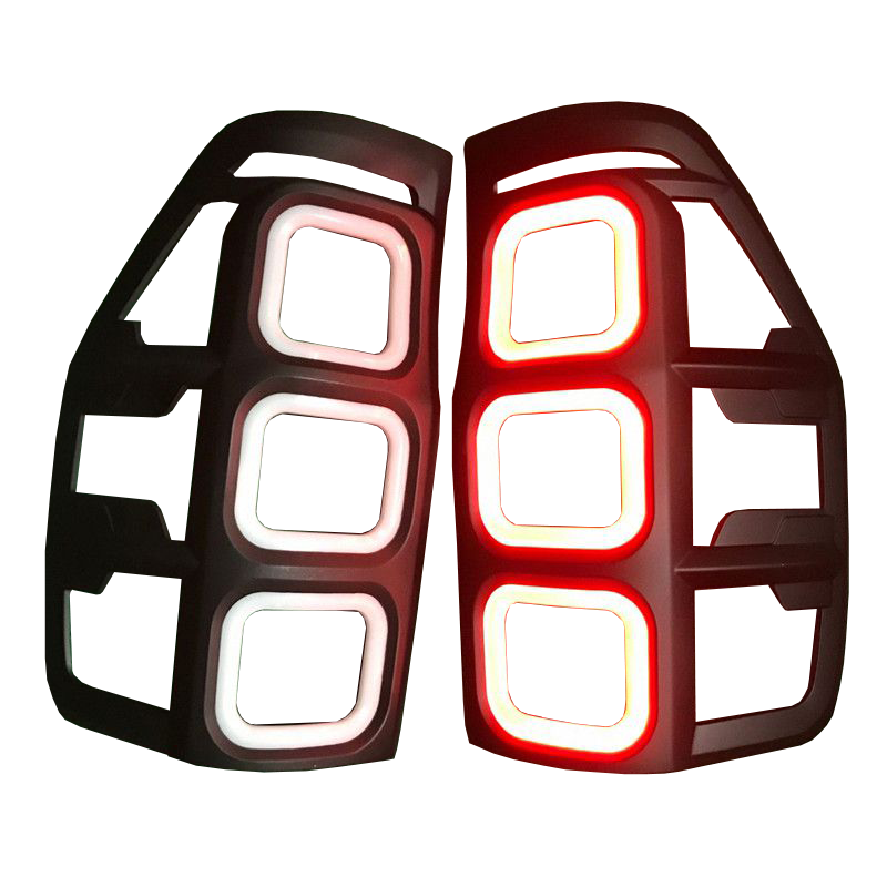Matte Black LED Tail Light Covers For Ford Ranger T6 T7 T8 xlt 2012