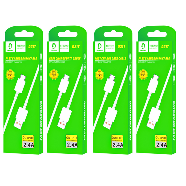 USB to Type-C 4 Pack Fast Charging Cable White 1m Denmen D21T