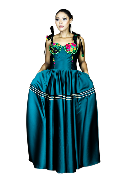 Africa Fashion House Anna-Mo Green Poke Tsonga Dress