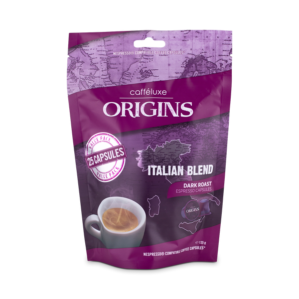 Caffeluxe Origins Nespresso Compatible Italian Coffee Pods 25 Bag
