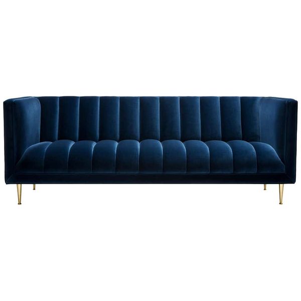 MaI Lifestyle - Navy Blue Ribbed Velvet Couch