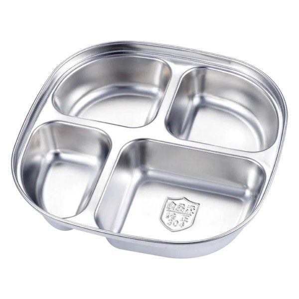 Stainless Steel 4-Compartment Lunch Tray - Silver